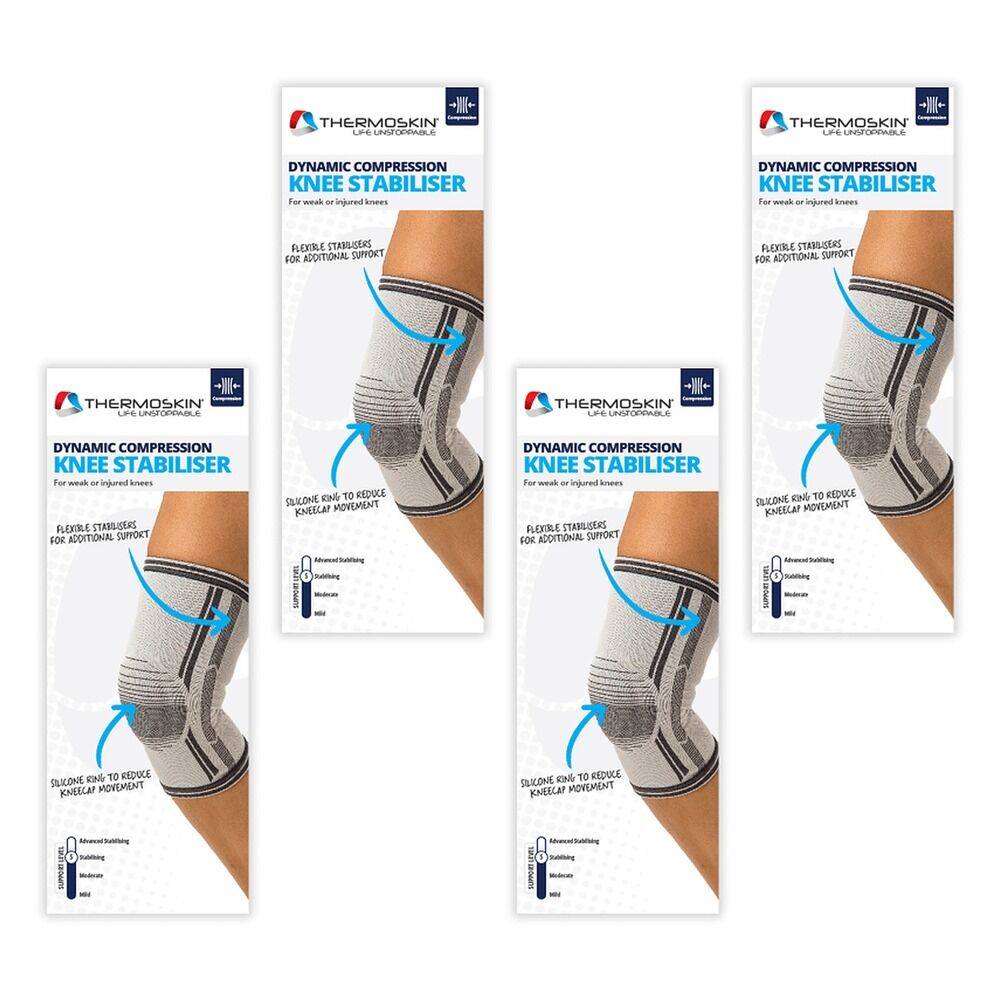 Thermoskin Dynamic Compression Knee Stabiliser Large Grey Pack of 4