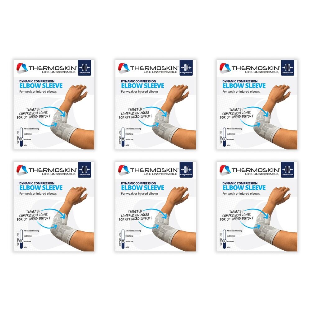 Thermoskin Dynamic Compression Elbow Sleeve S/M Grey Pack of 6