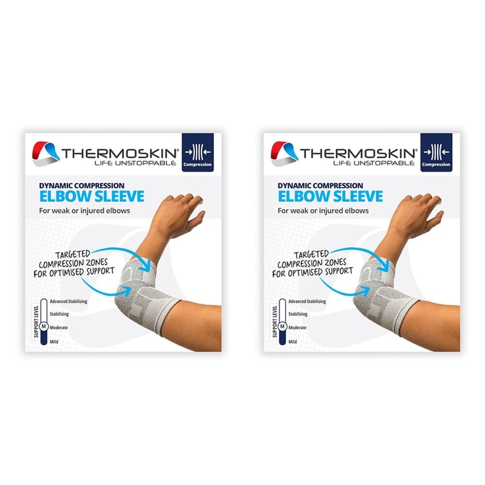 Thermoskin Dynamic Compression Elbow Sleeve L/XL Grey Pack of 2