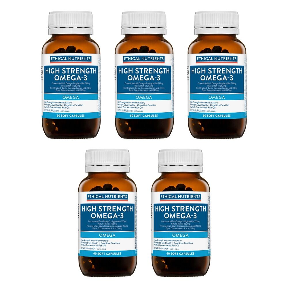 Ethical Nutrients High Strength Omega-3 Fish Oil 60 Capsules Pack of 5