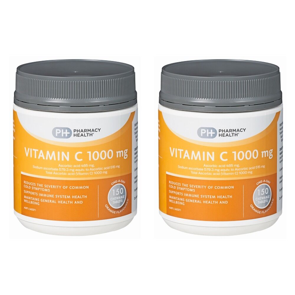 Pharmacy Health Vitamin C 1000mg 150 Chewable Tablets Pack of 2