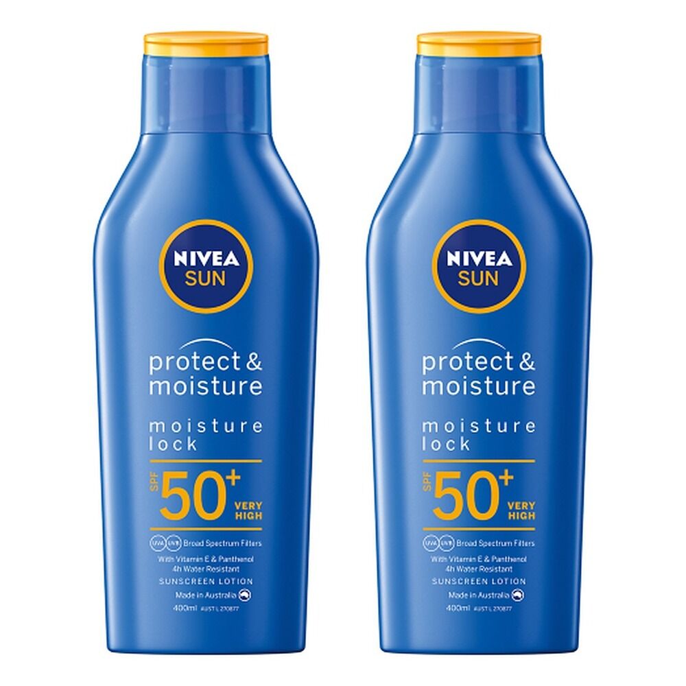 NIVEA Sun Protect & Moisture Lock SPF50+ Sunscreen Lotion 400mL Pack of 2