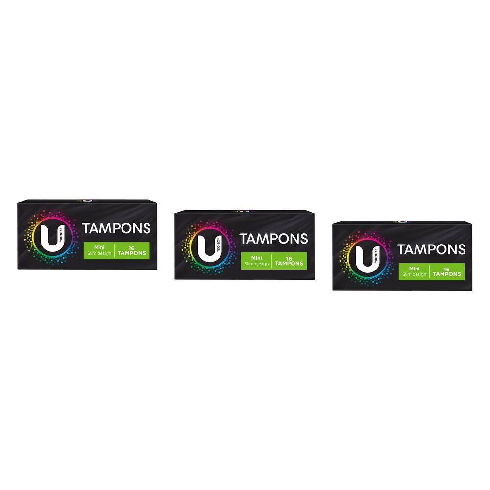 U By Kotex Slim Tampons Mini 16 Pack x 12 Bundle of 3