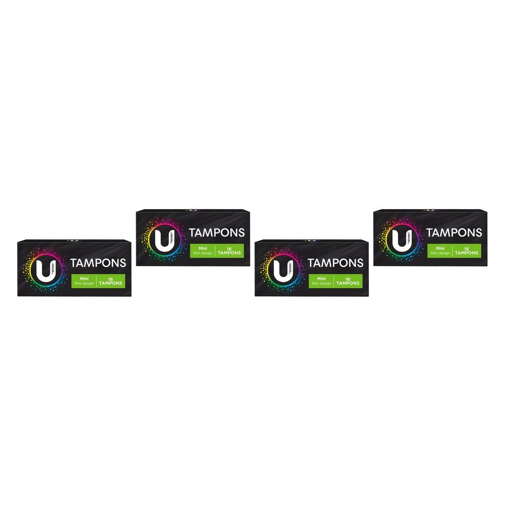 U By Kotex Slim Tampons Mini 16 Pack x 12 Bundle of 4