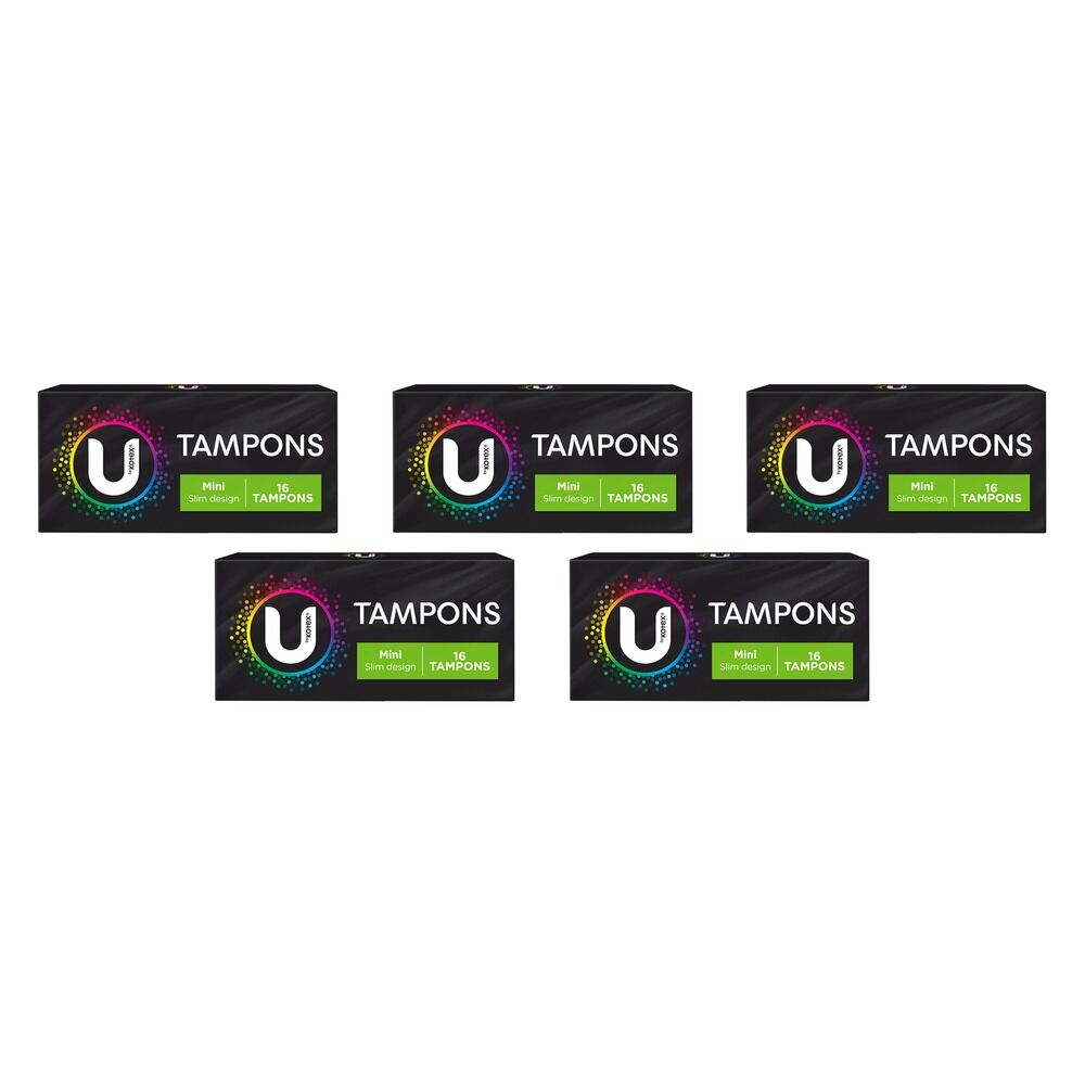U By Kotex Slim Tampons Mini 16 Pack x 12 Bundle of 5