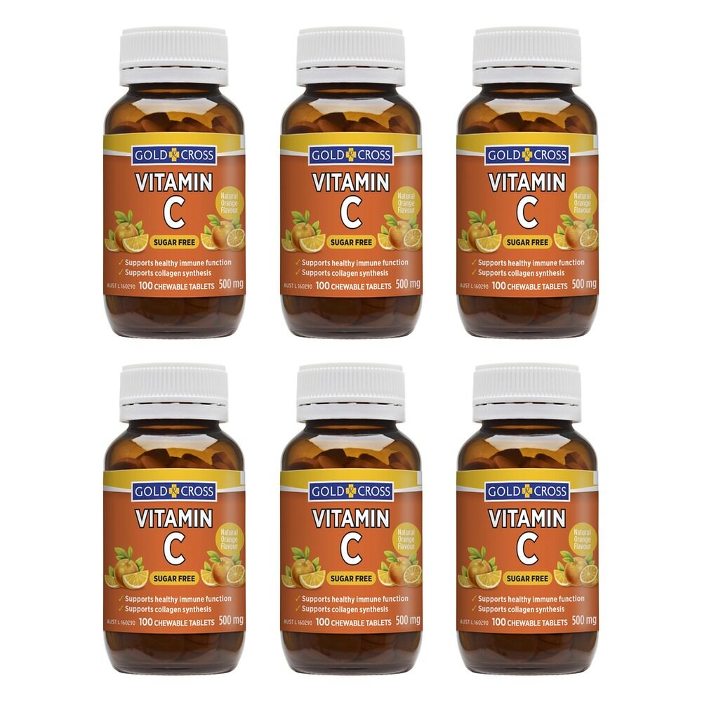 Goldx Vitamin C 500mg Orange Flavour 100 Tablets Pack of 6