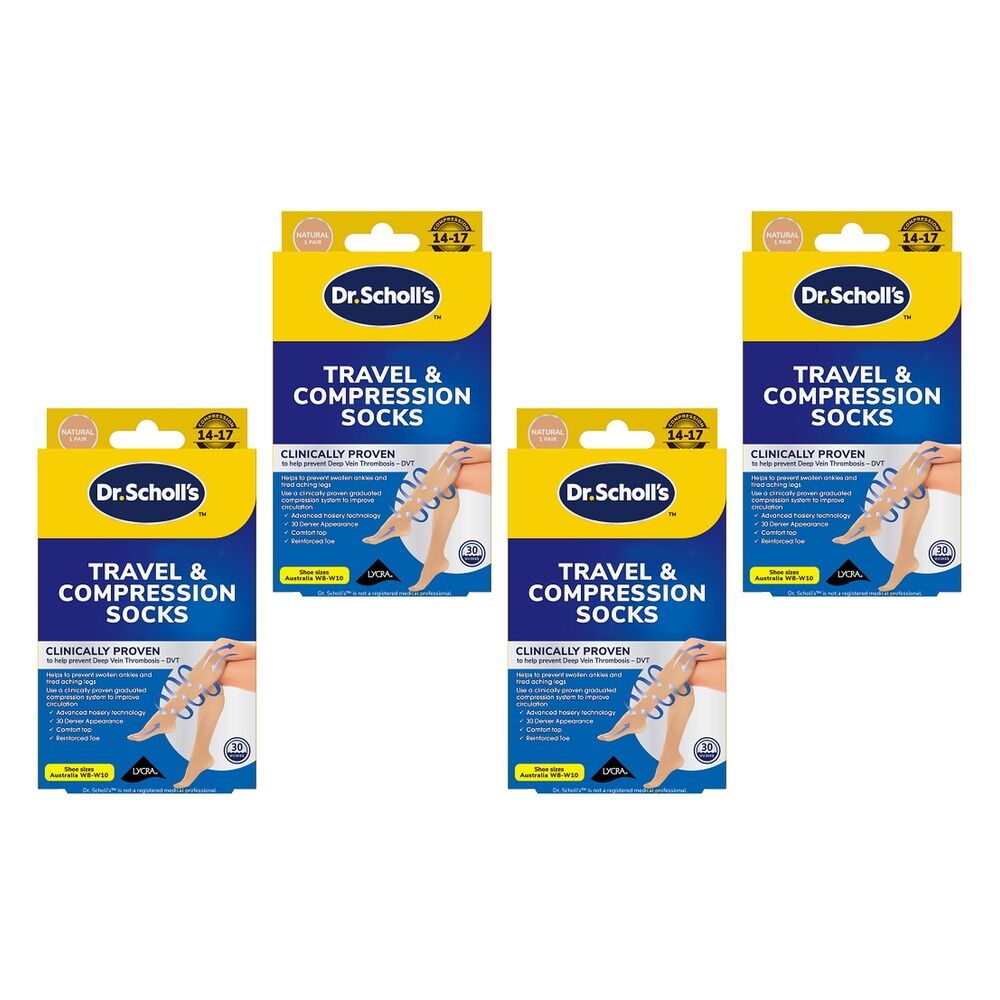 Scholl Travel & Compression Socks Natural Pack of 4