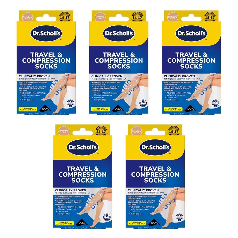 Scholl Travel & Compression Socks Natural Pack of 5