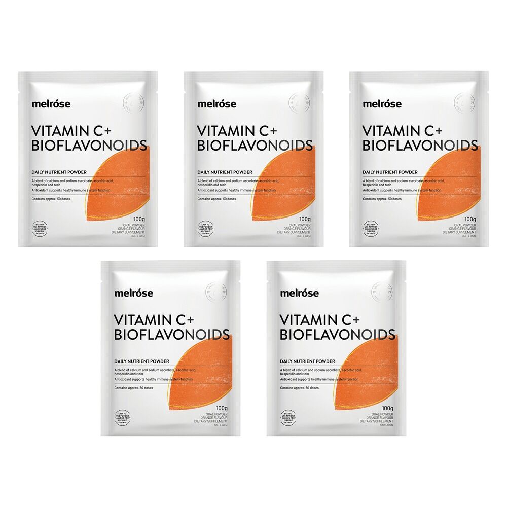 Melrose Health Vitamin C+ Bioflavonoids 100g x 8 Bundle of 5