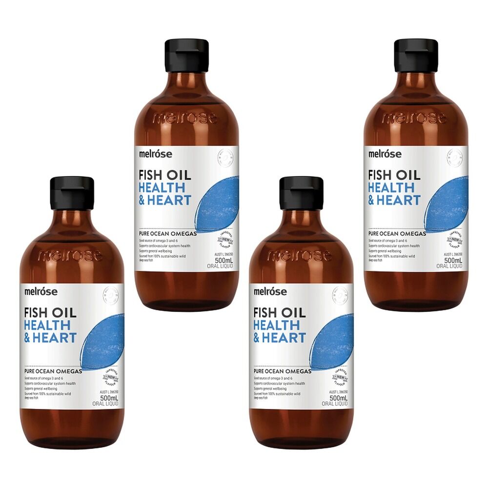 Melrose Health Fish Oil Health & Heart Lemon Lime 500mL Pack of 4