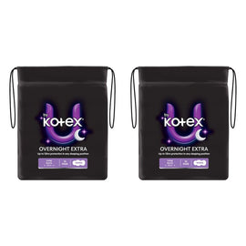 U By Kotex Extra Overnight Pads with Wings 10 Pack x 6 Bundle of 2