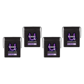 U By Kotex Extra Overnight Pads with Wings 10 Pack x 6 Bundle of 4