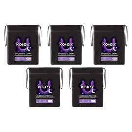 U By Kotex Extra Overnight Pads with Wings 10 Pack x 6 Bundle of 5