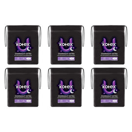 U By Kotex Extra Overnight Pads with Wings 10 Pack x 6 Bundle of 6