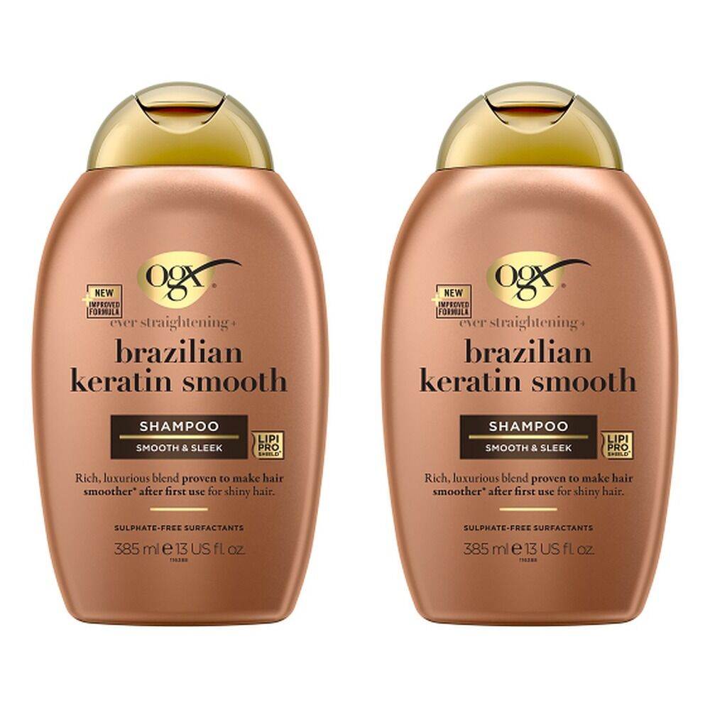 OGX Brazilian Keratin Smooth Shampoo for Dry Hair 385mL Pack of 2