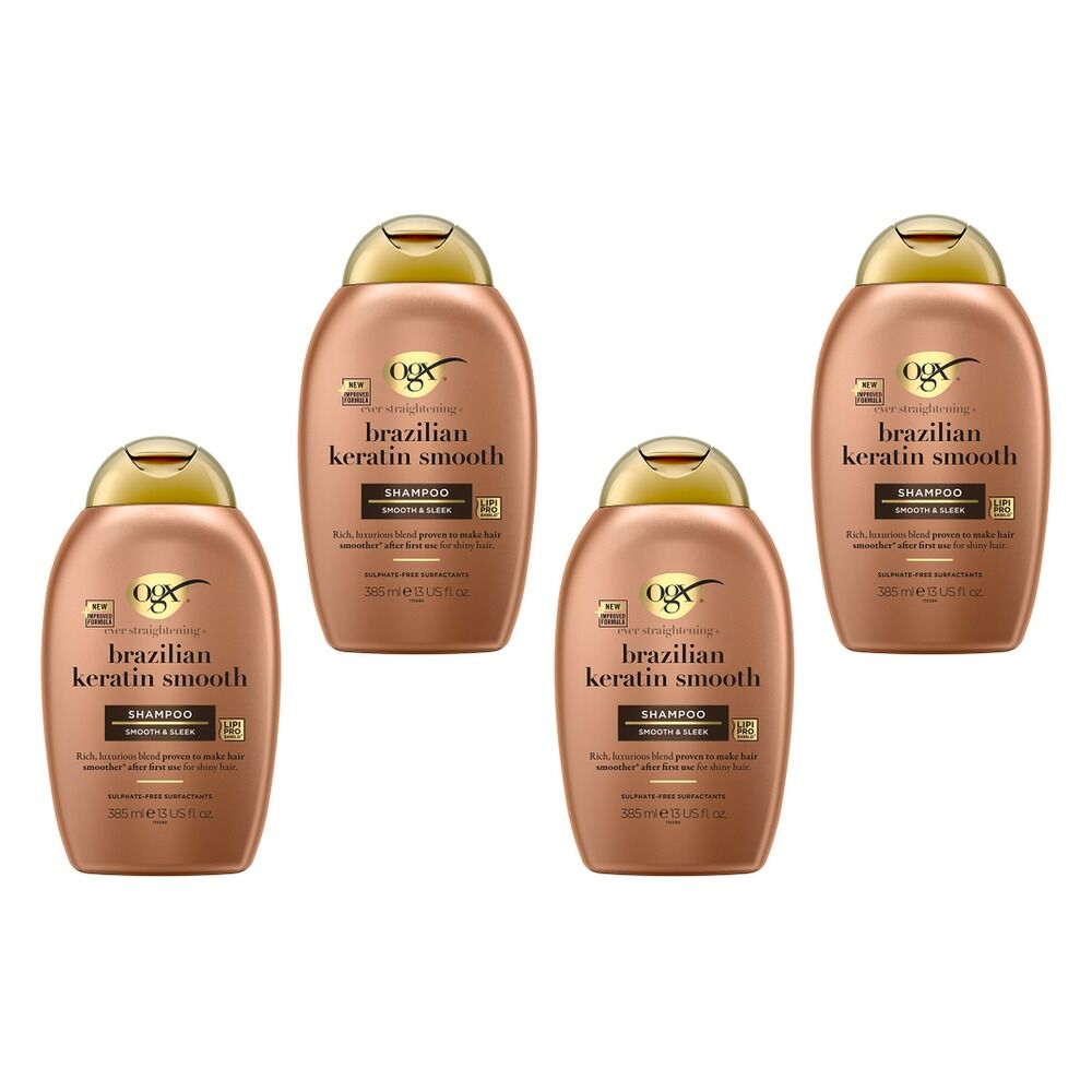OGX Brazilian Keratin Smooth Shampoo for Dry Hair 385mL Pack of 4
