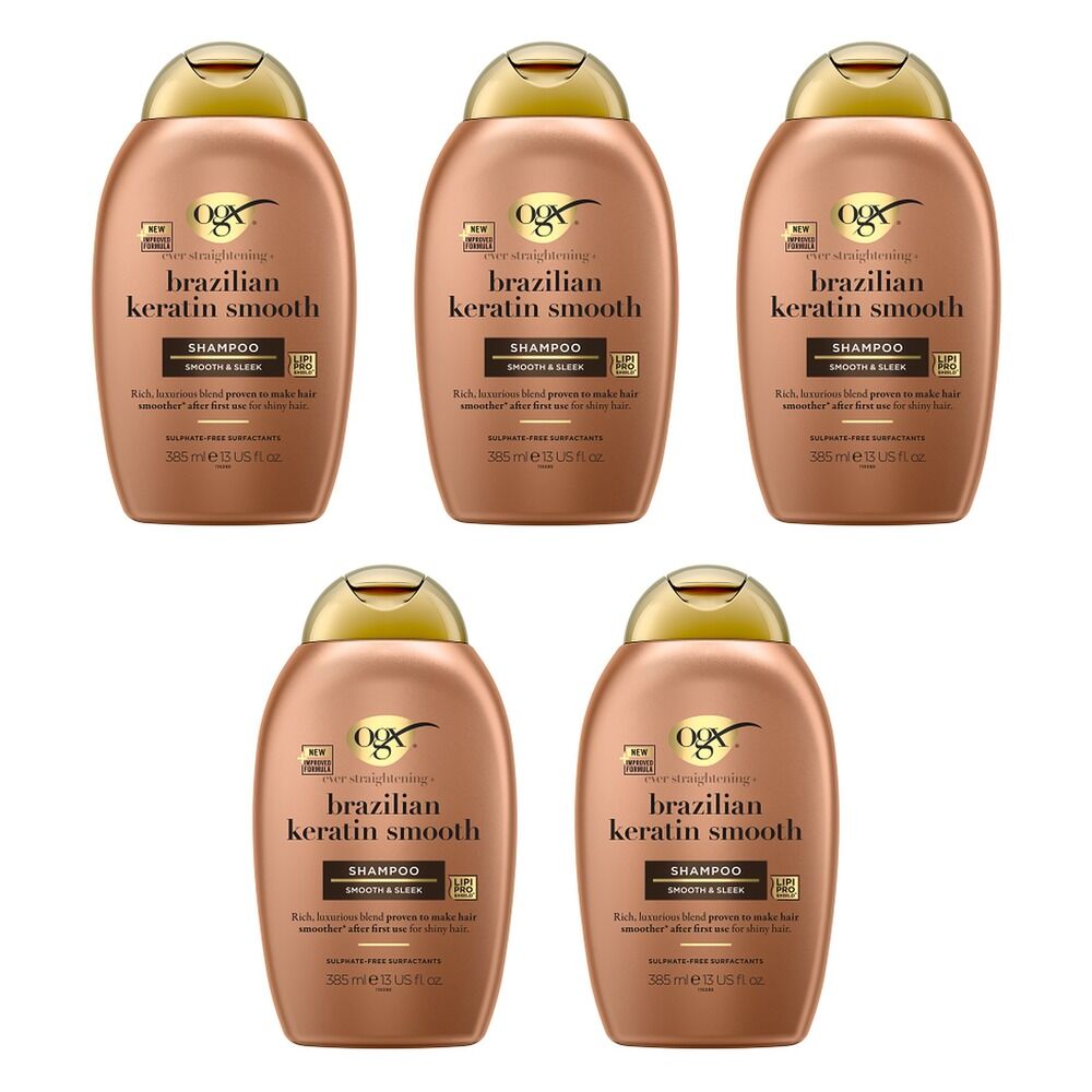 OGX Brazilian Keratin Smooth Shampoo for Dry Hair 385mL Pack of 5
