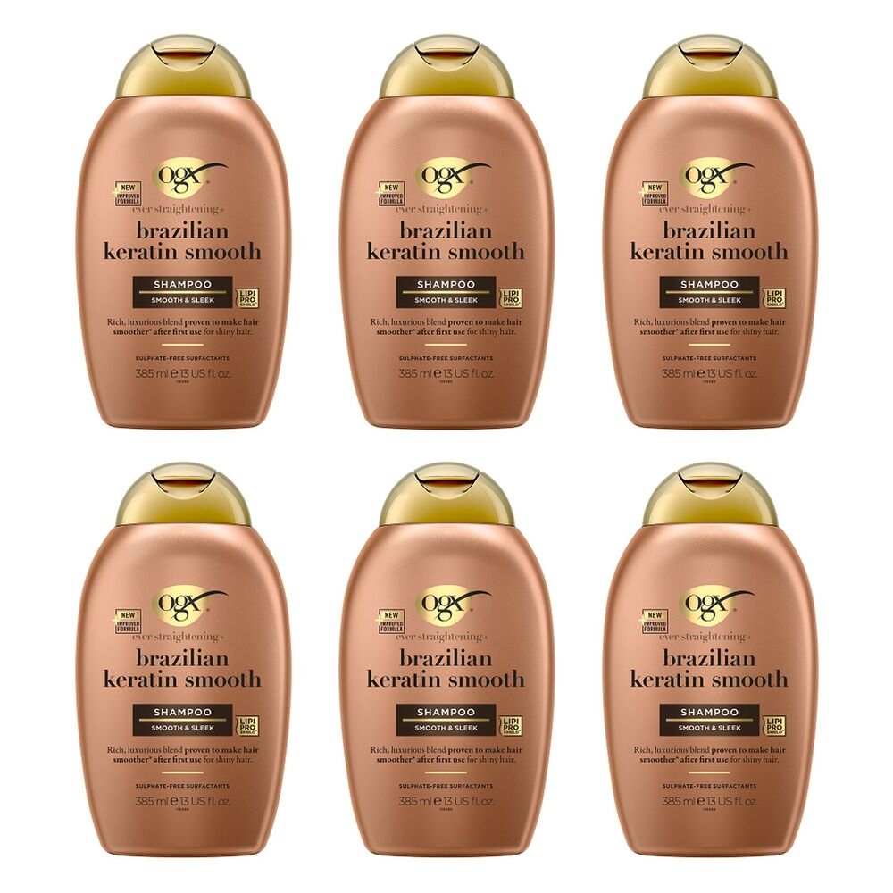 OGX Brazilian Keratin Smooth Shampoo for Dry Hair 385mL Pack of 6