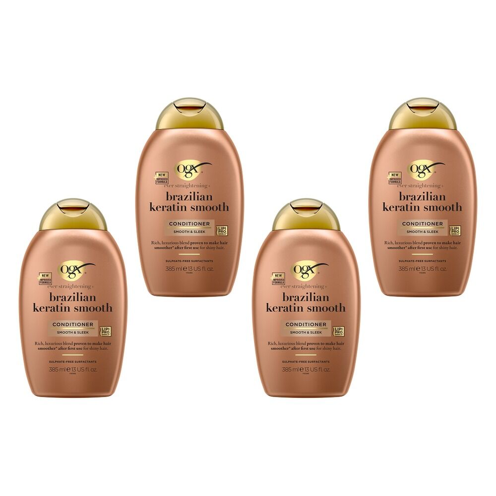 OGX Brazilian Keratin Smooth Conditioner for Dry Hair 385mL Pack of 4