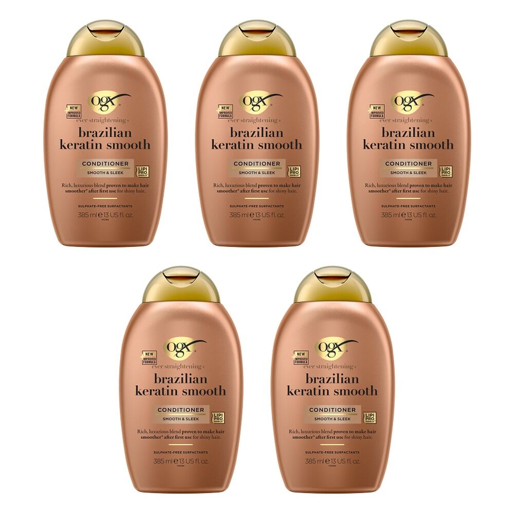 OGX Brazilian Keratin Smooth Conditioner for Dry Hair 385mL Pack of 5