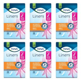 Tena Liners Ultimate Coverage Ultra Long Length 22 Pack x 6 Bundle of 6