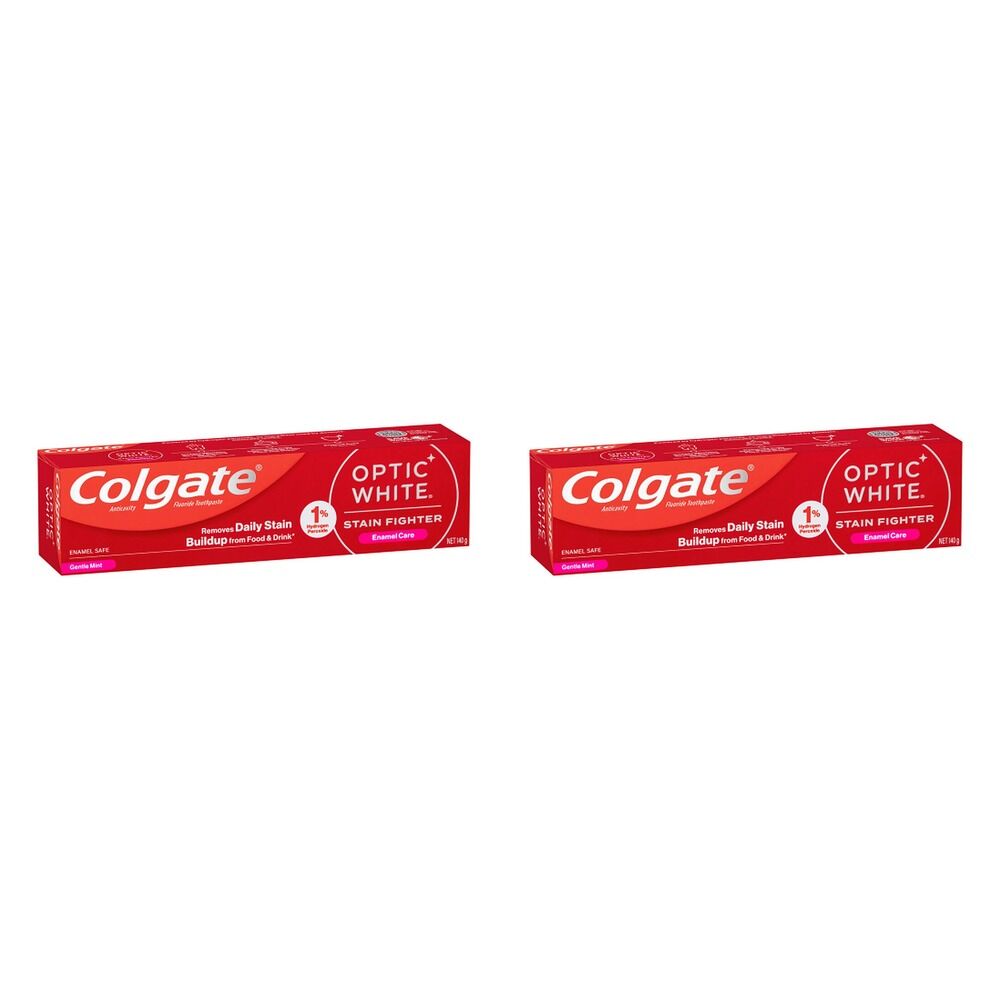 Colgate Optic White Stain Fighter Enamel Care Gentle Mint Toothpaste Pack of 2