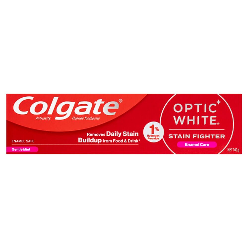 Colgate Optic White Stain Fighter Enamel Care Gentle Mint Toothpaste 140g