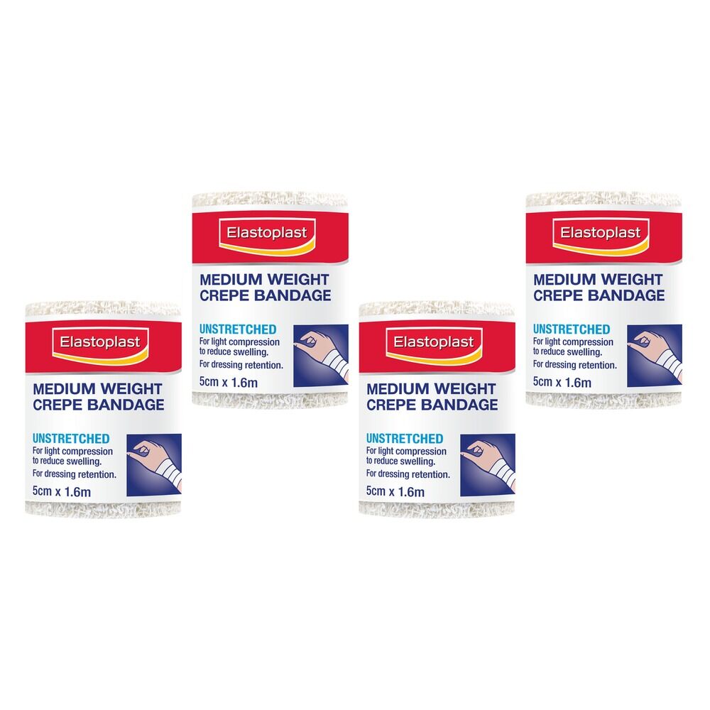 Elastoplast Medium Weight Crepe Bandage 5cm x 1.6m Pack of 4