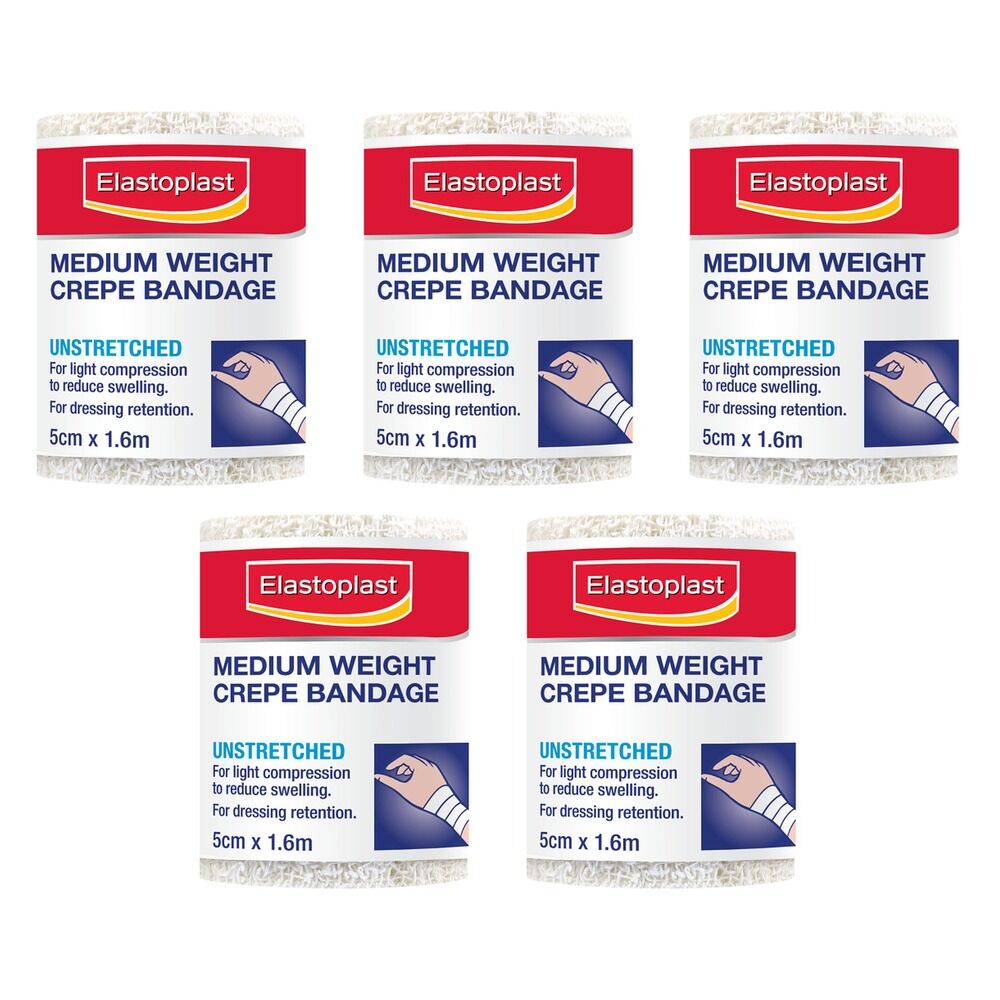 Elastoplast Medium Weight Crepe Bandage 5cm x 1.6m Pack of 5