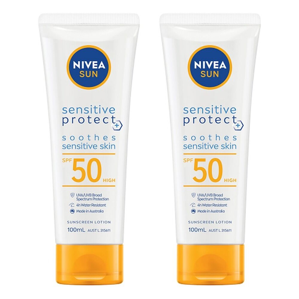 NIVEA SUN Sensitive Protect Sunscreen Lotion SPF50 100mL Pack of 2