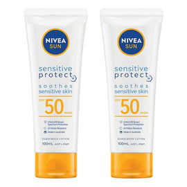 NIVEA SUN Sensitive Protect Sunscreen Lotion SPF50 100mL Pack of 2