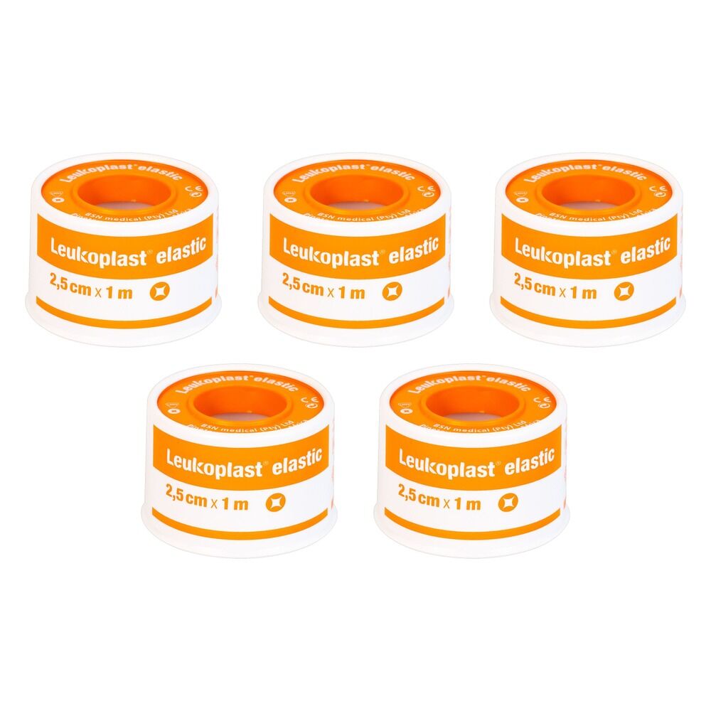 Leuko Leukoplast Elastic Rubber Tape 2.5cm x 1m Pack of 5