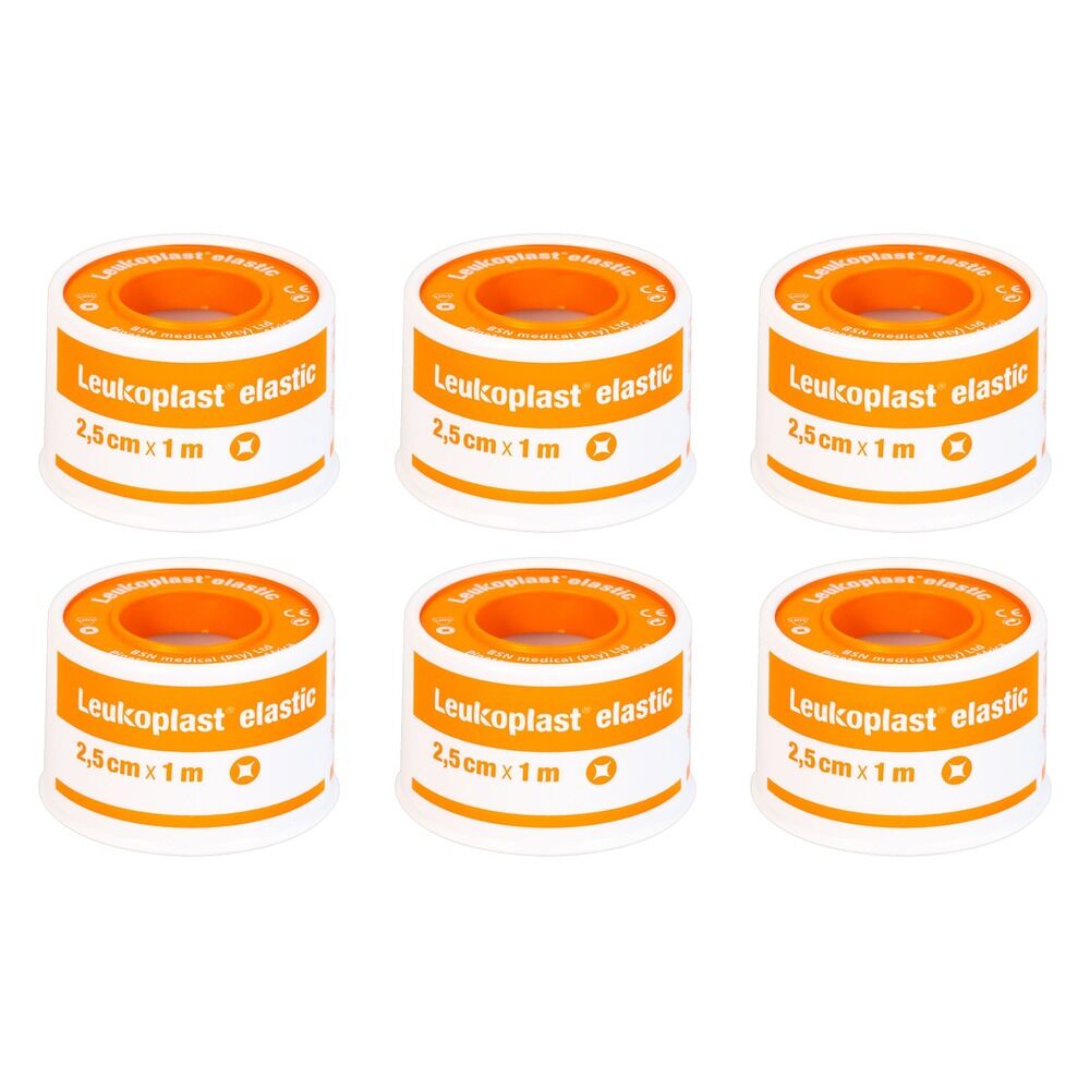 Leuko Leukoplast Elastic Rubber Tape 2.5cm x 1m Pack of 6