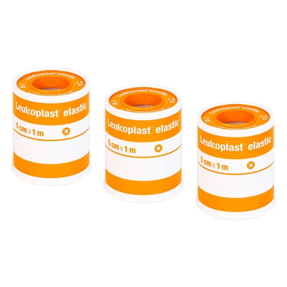 Leuko Leukoplast Elastic Rubber Tape 5cm x 1m Pack of 3