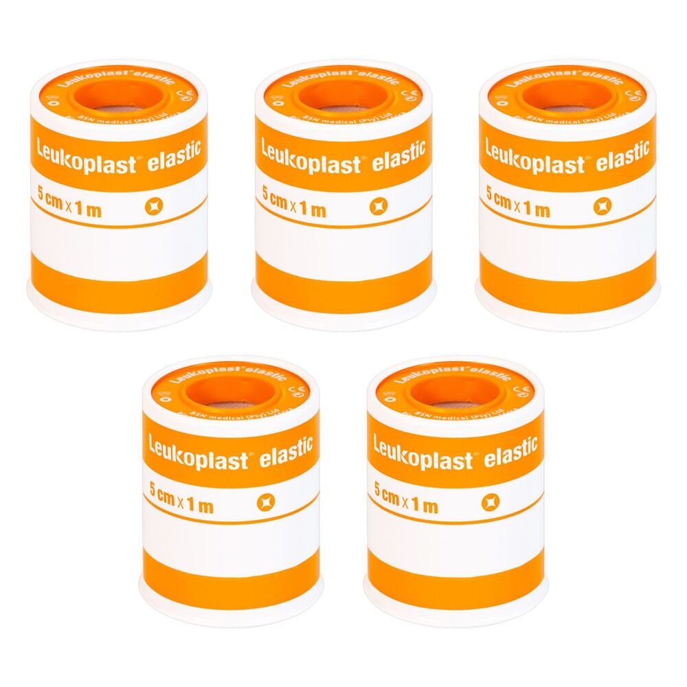 Leuko Leukoplast Elastic Rubber Tape 5cm x 1m Pack of 5