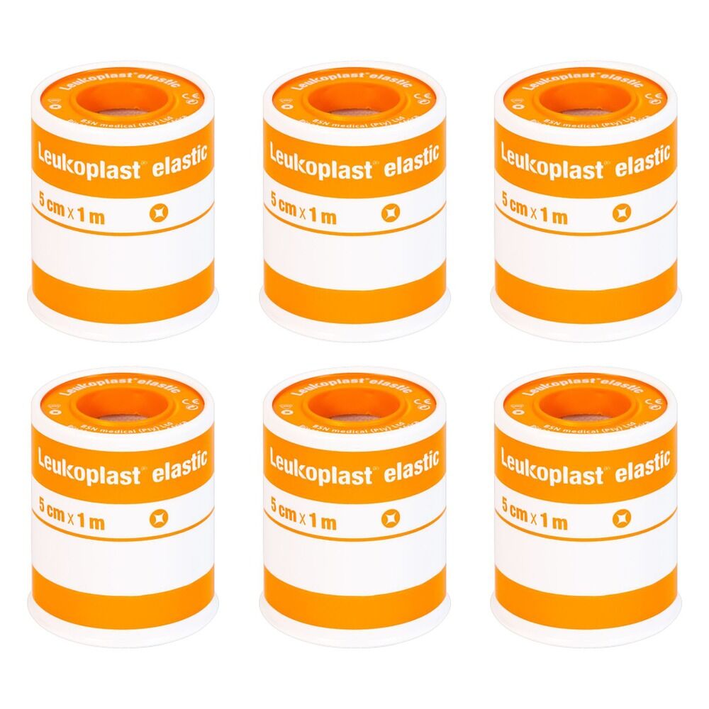 Leuko Leukoplast Elastic Rubber Tape 5cm x 1m Pack of 6