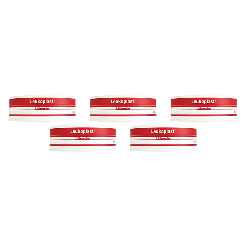 Leuko Leukoplast Normal Tan Zinc Oxide Tape 1.25cm x 5m Pack of 5