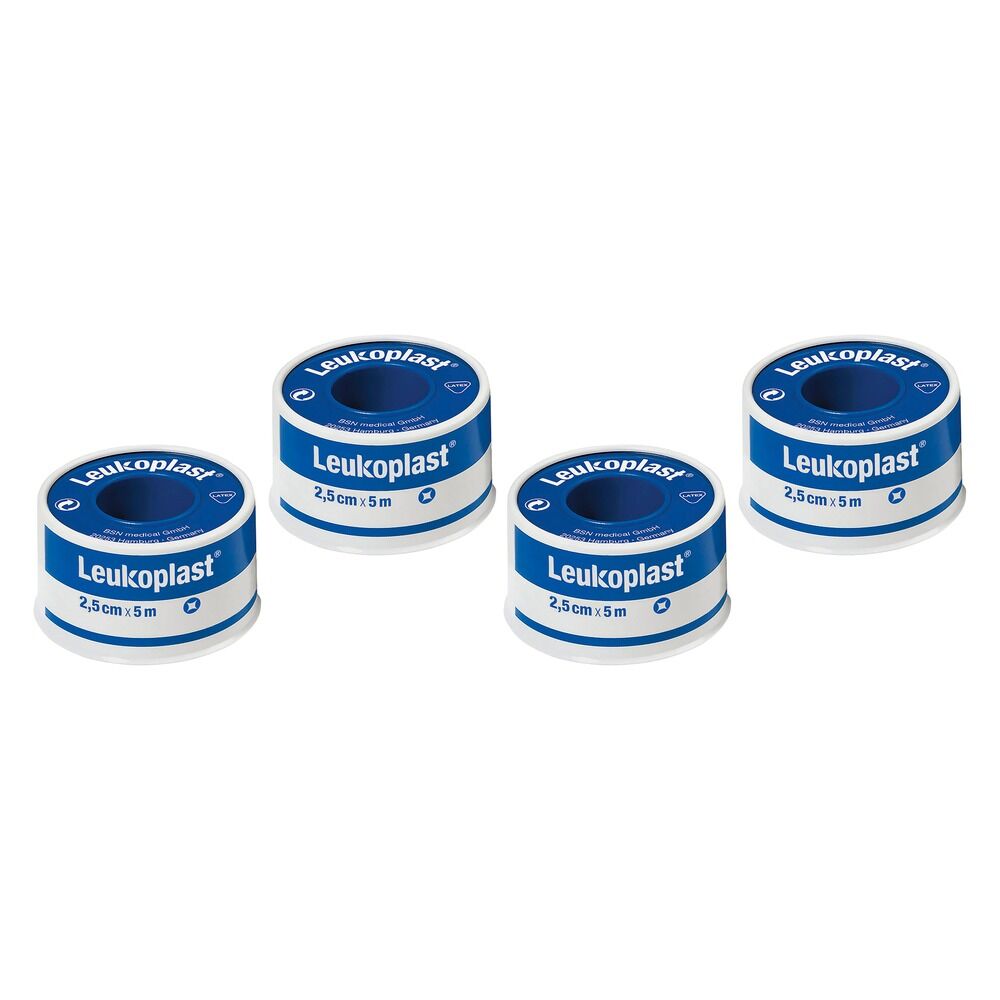 Leuko Leukoplast Waterproof White Medical Tape 2.5cm x 5m Pack of 4