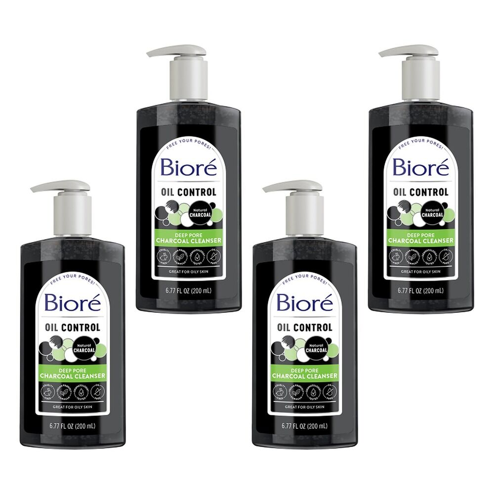 Biore Deep Pore Charcoal Cleanser 200mL Pack of 4