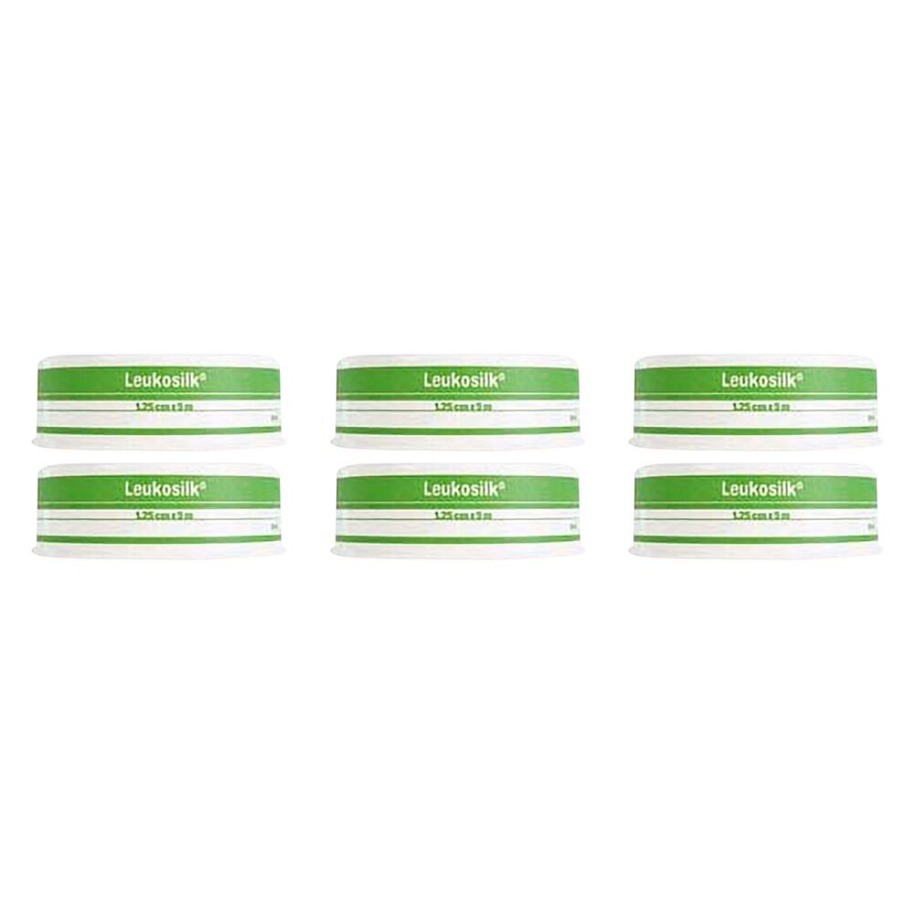 Leukosilk Low Allergy Medical Tape 1.25cm x 5m Pack of 6
