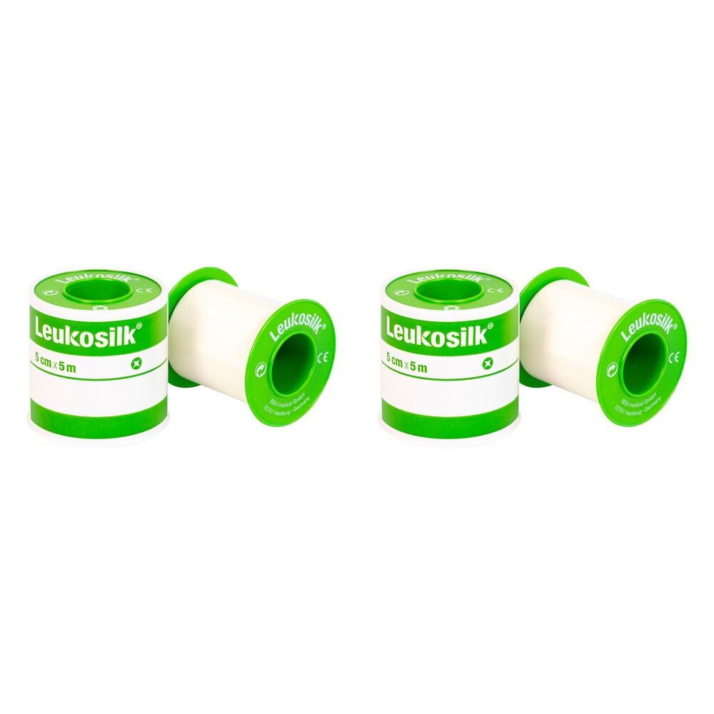 Leukosilk Plastic Snap Ring Tape 5cm x 5m Bundle of 2