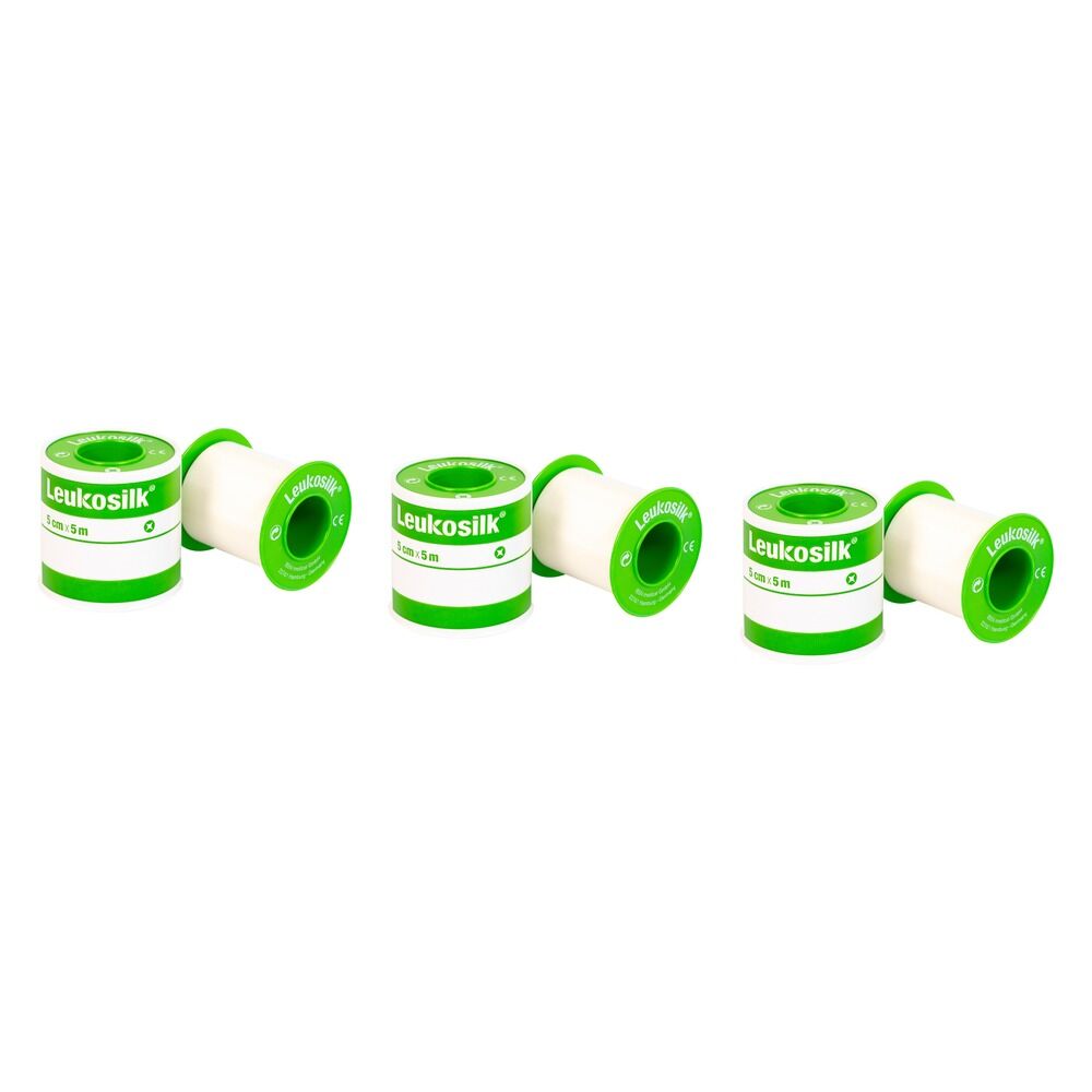 Leukosilk Plastic Snap Ring Tape 5cm x 5m Bundle of 3