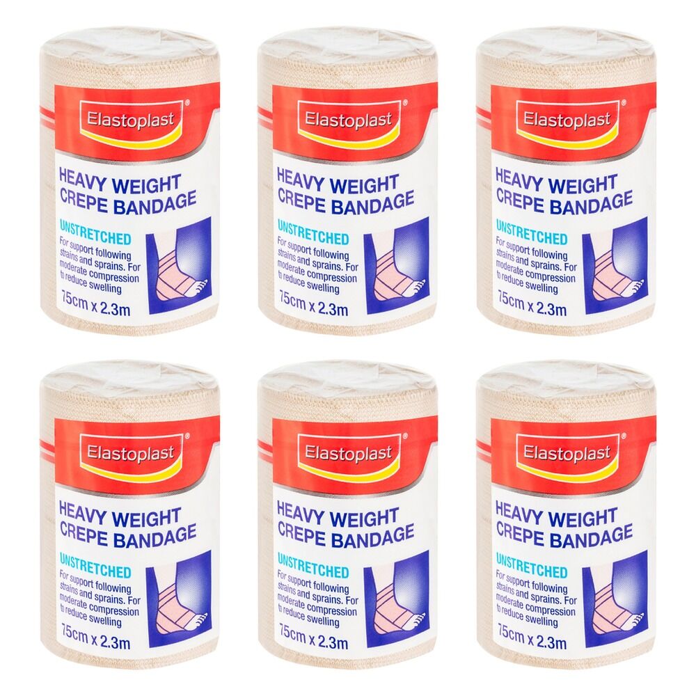 Elastoplast Crepe Bandage Unstretched 7.5cm x 2.3m Pack of 6