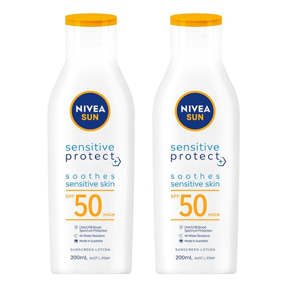 NIVEA Sensitive Protect SPF50 Sunscreen Lotion 200mL Pack of 2