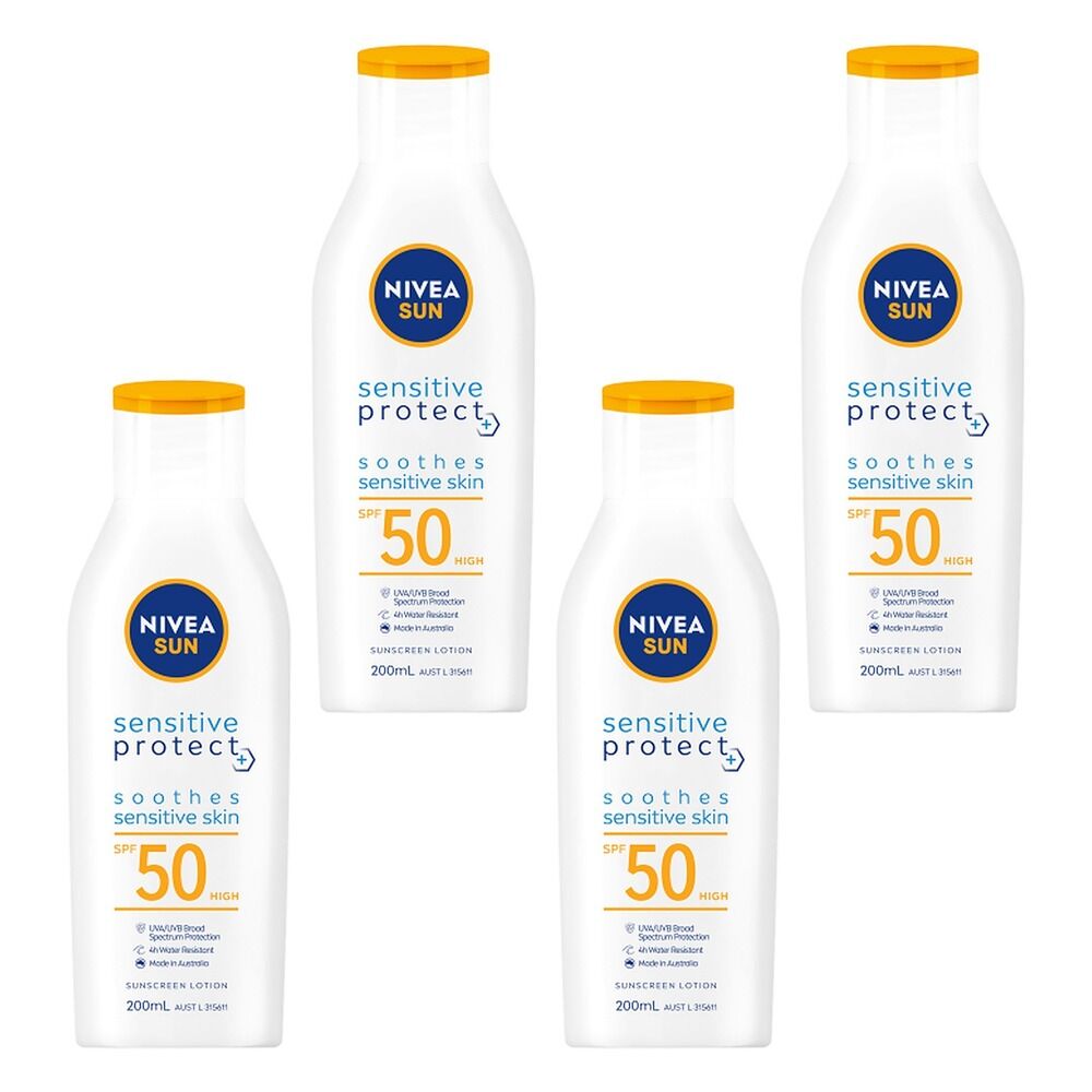 NIVEA Sensitive Protect SPF50 Sunscreen Lotion 200mL Pack of 4