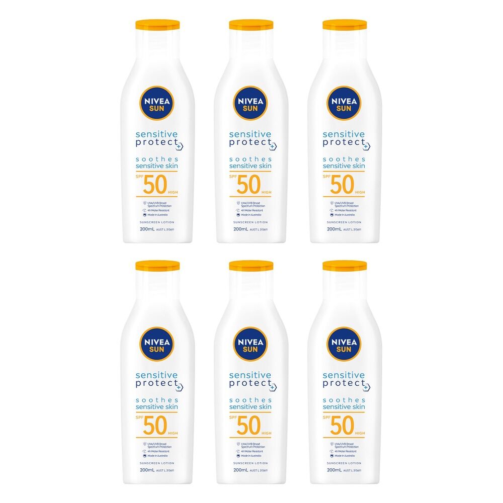 NIVEA Sensitive Protect SPF50 Sunscreen Lotion 200mL Pack of 6