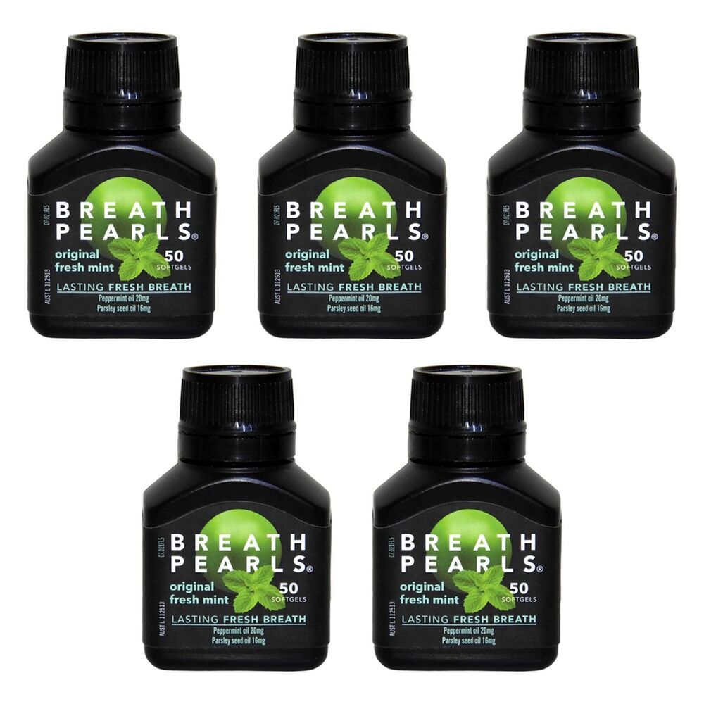 Breath Pearls Herbal 50 Pack Bundle of 5