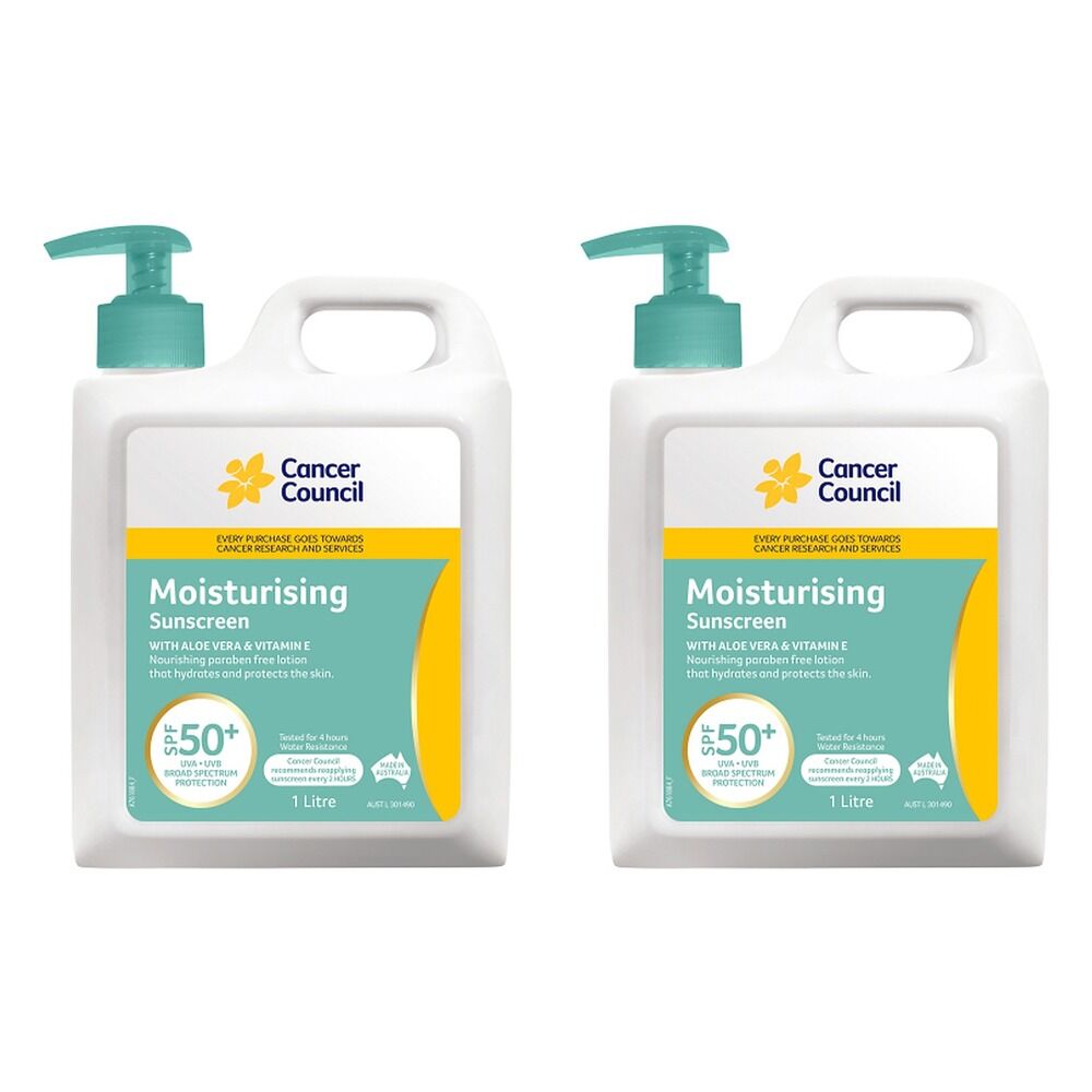 Cancer Council Moisturising Sunscreen SPF 50+ 1L Pack of 2