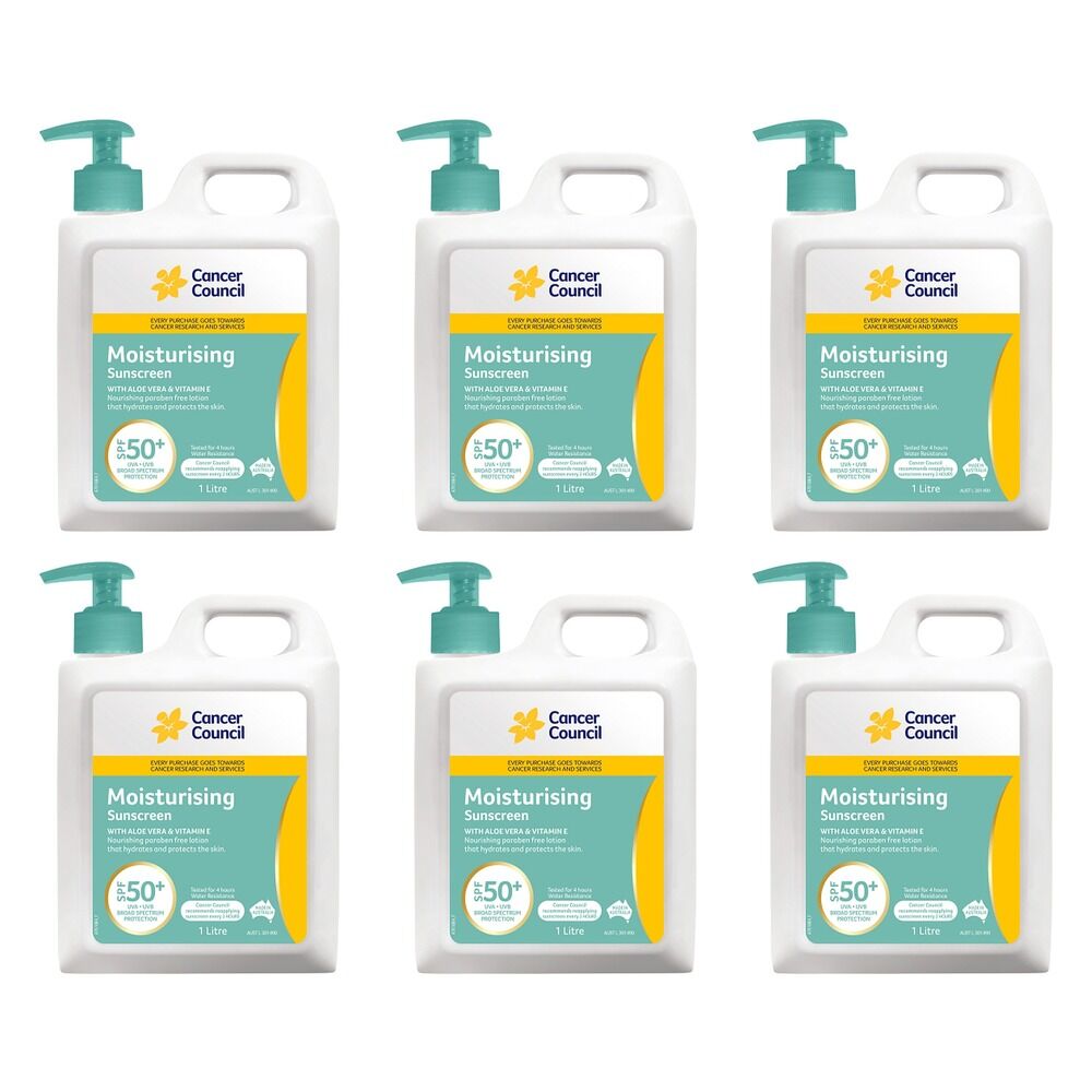 Cancer Council Moisturising Sunscreen SPF 50+ 1L Pack of 6