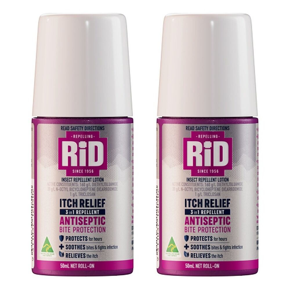 Rid Itch Relief 3in1 Repellent Roll-On 50mL Pack of 2